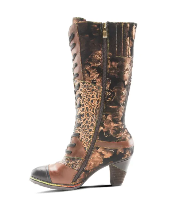 L'ARTISTE Brown Multi "MALAGIE-CROCO " Boots