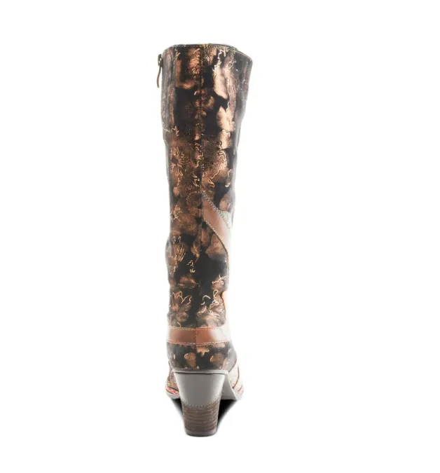 L'ARTISTE Brown Multi "MALAGIE-CROCO " Boots