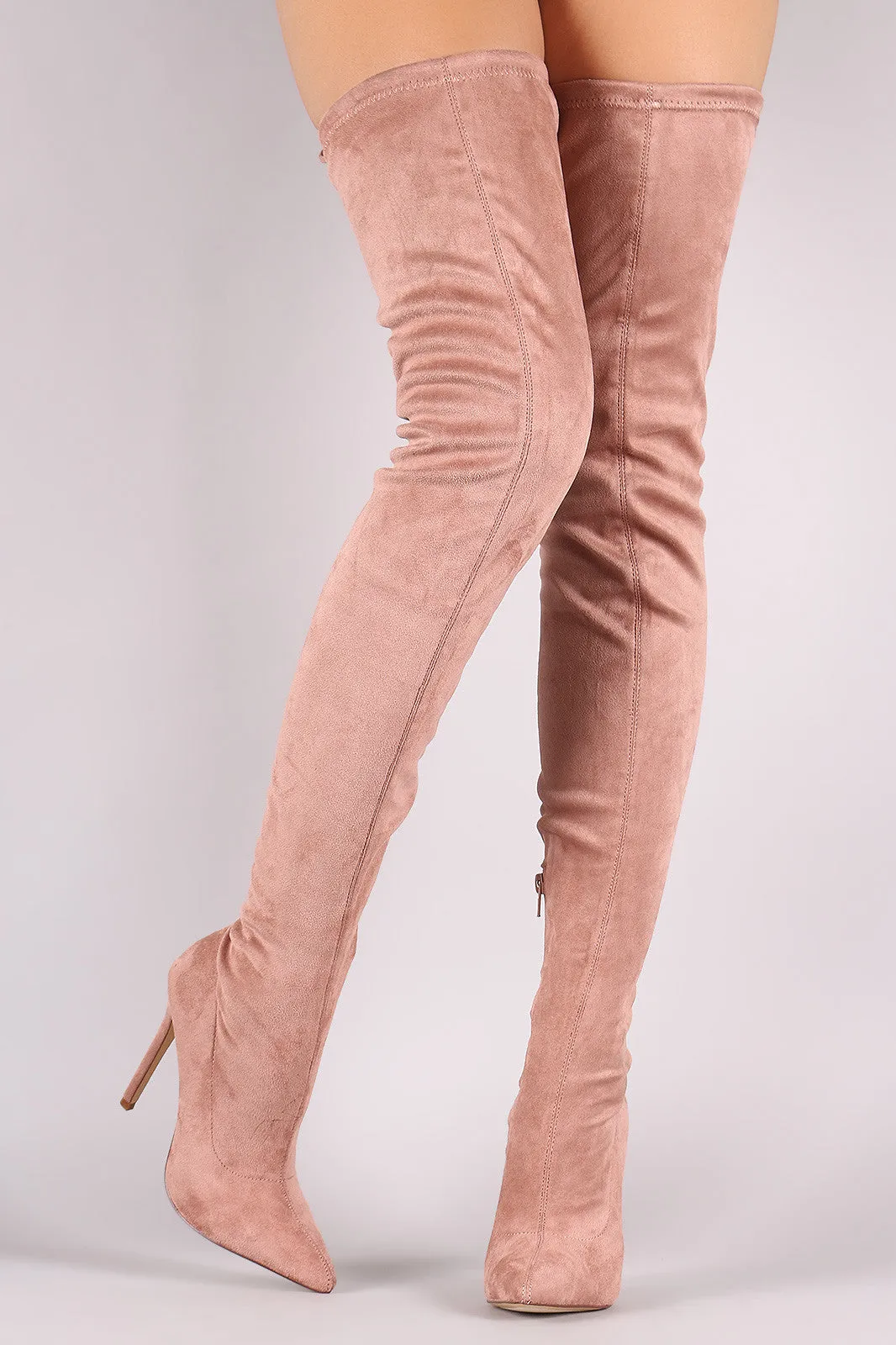 Liliana Suede Over The Knee Pointy Toe Boots