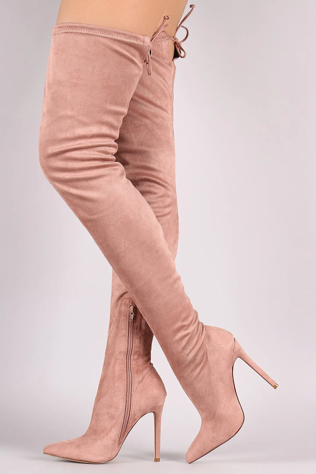 Liliana Suede Over The Knee Pointy Toe Boots