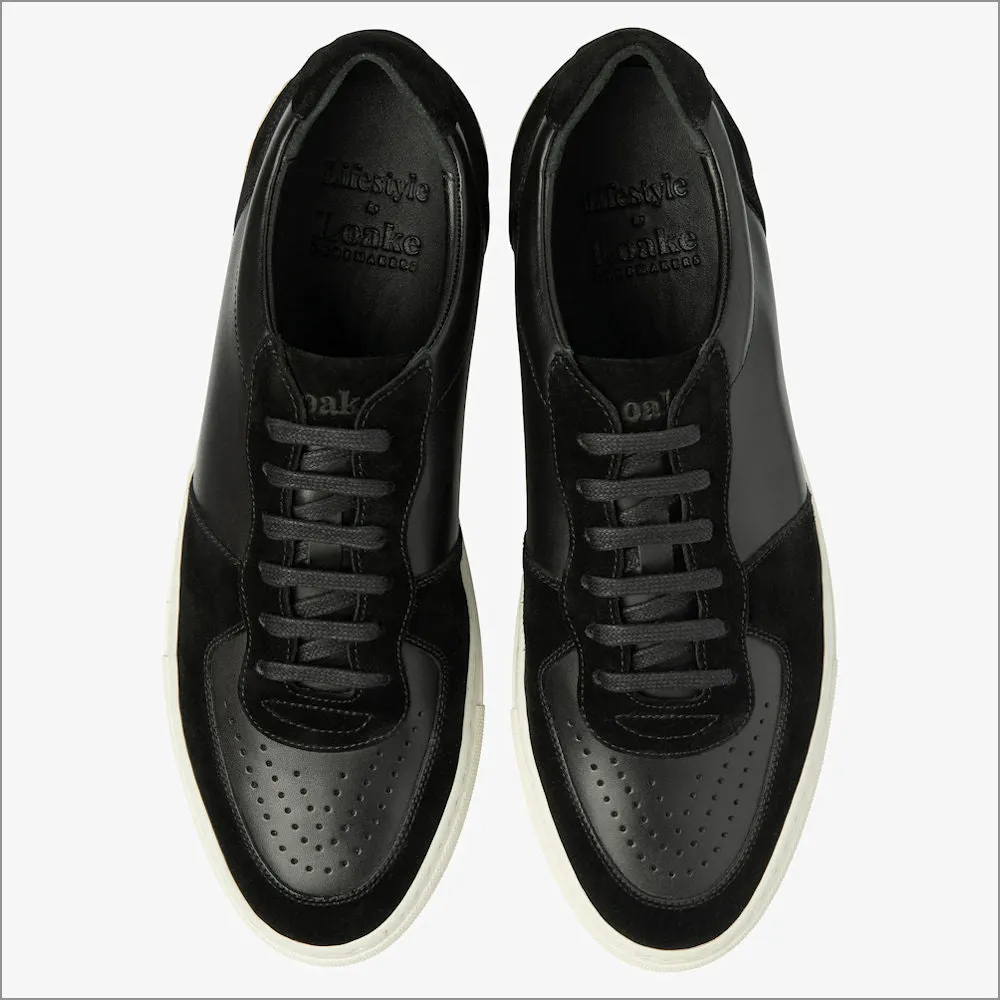 Loake Rush Black Leather and Suede Trainer--