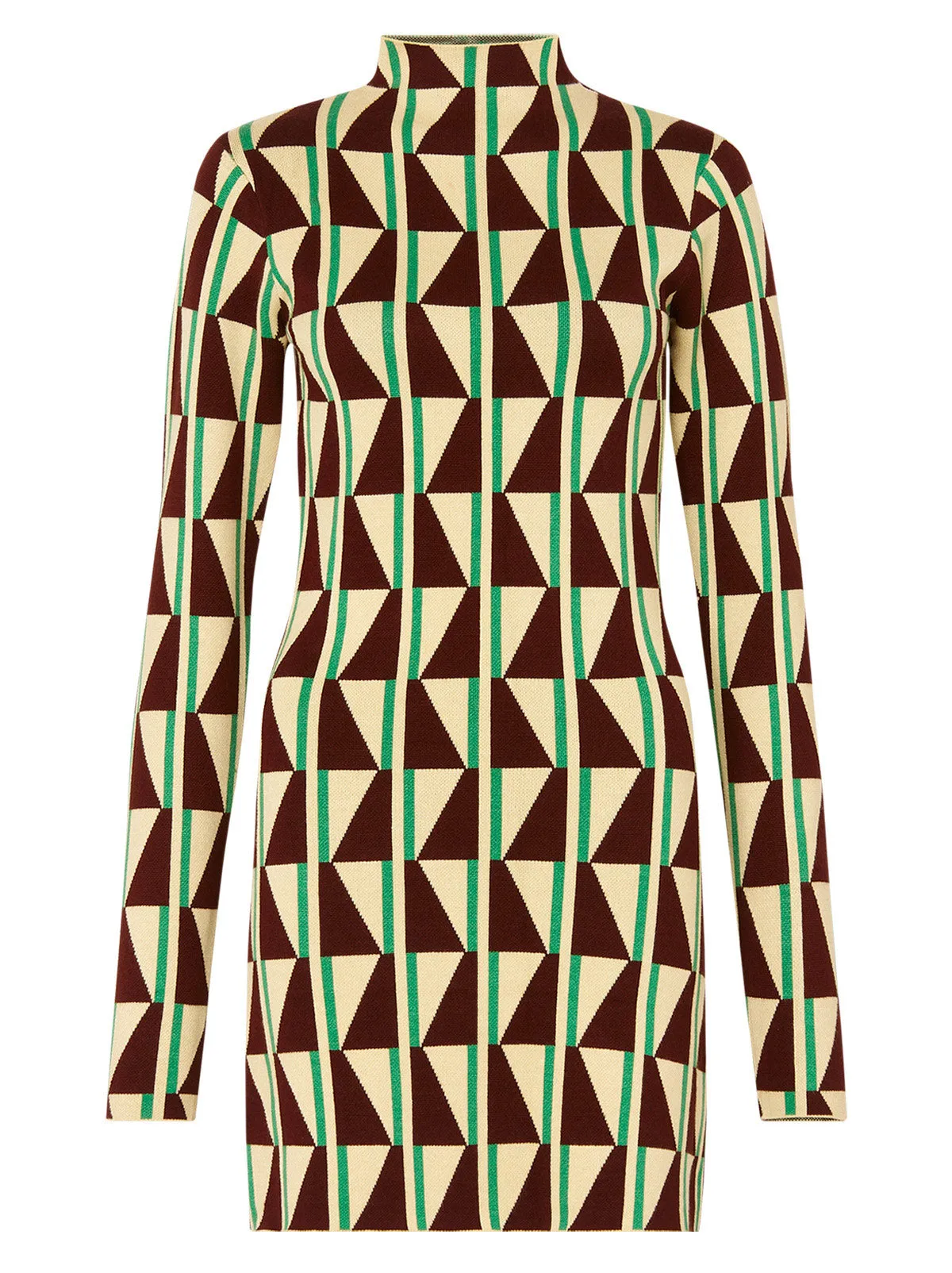 Logan Chocolate Tile Print Knit Mini Dress