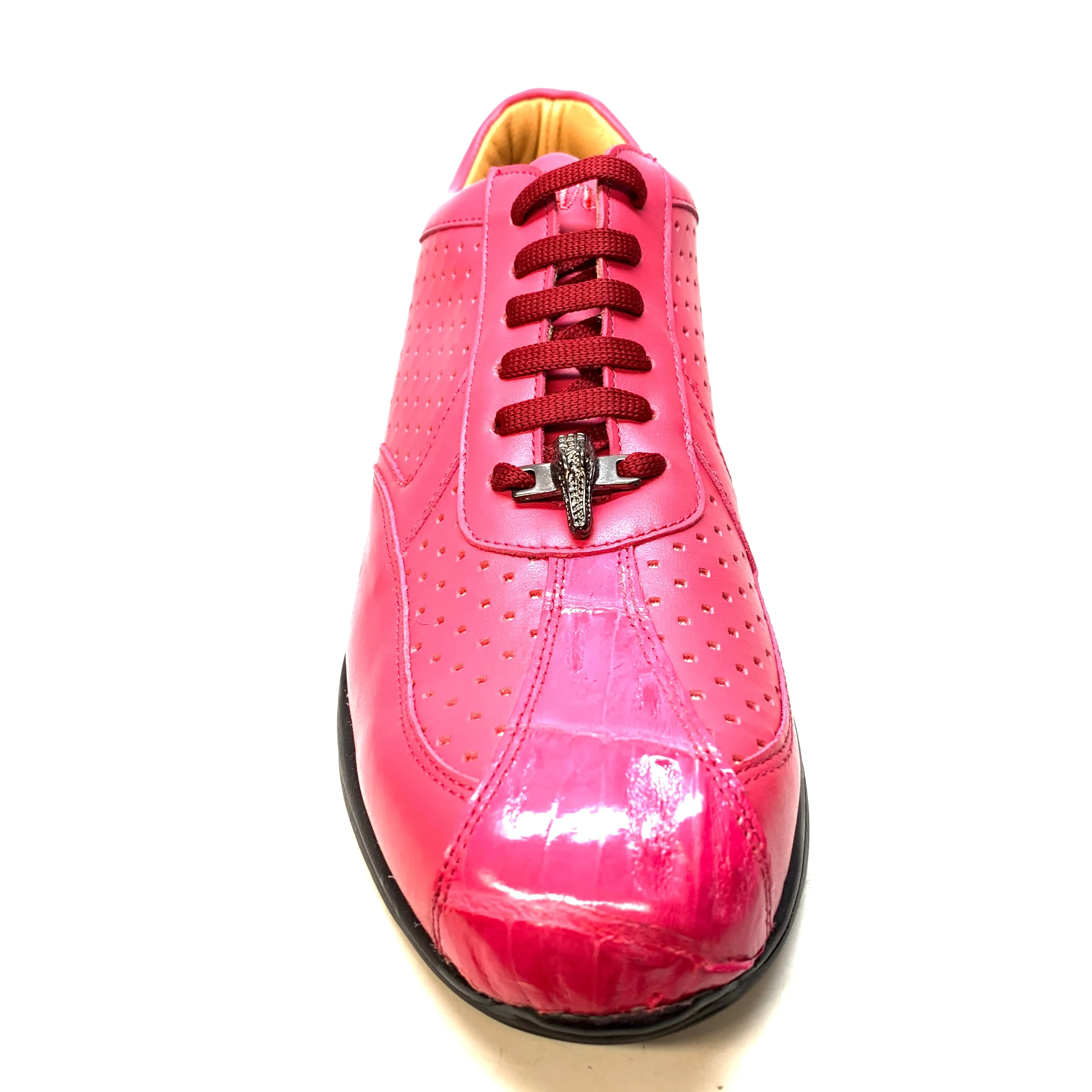 Mauri M770 Fuchsia Crocodile Perforated Nappa Leather Sneaker