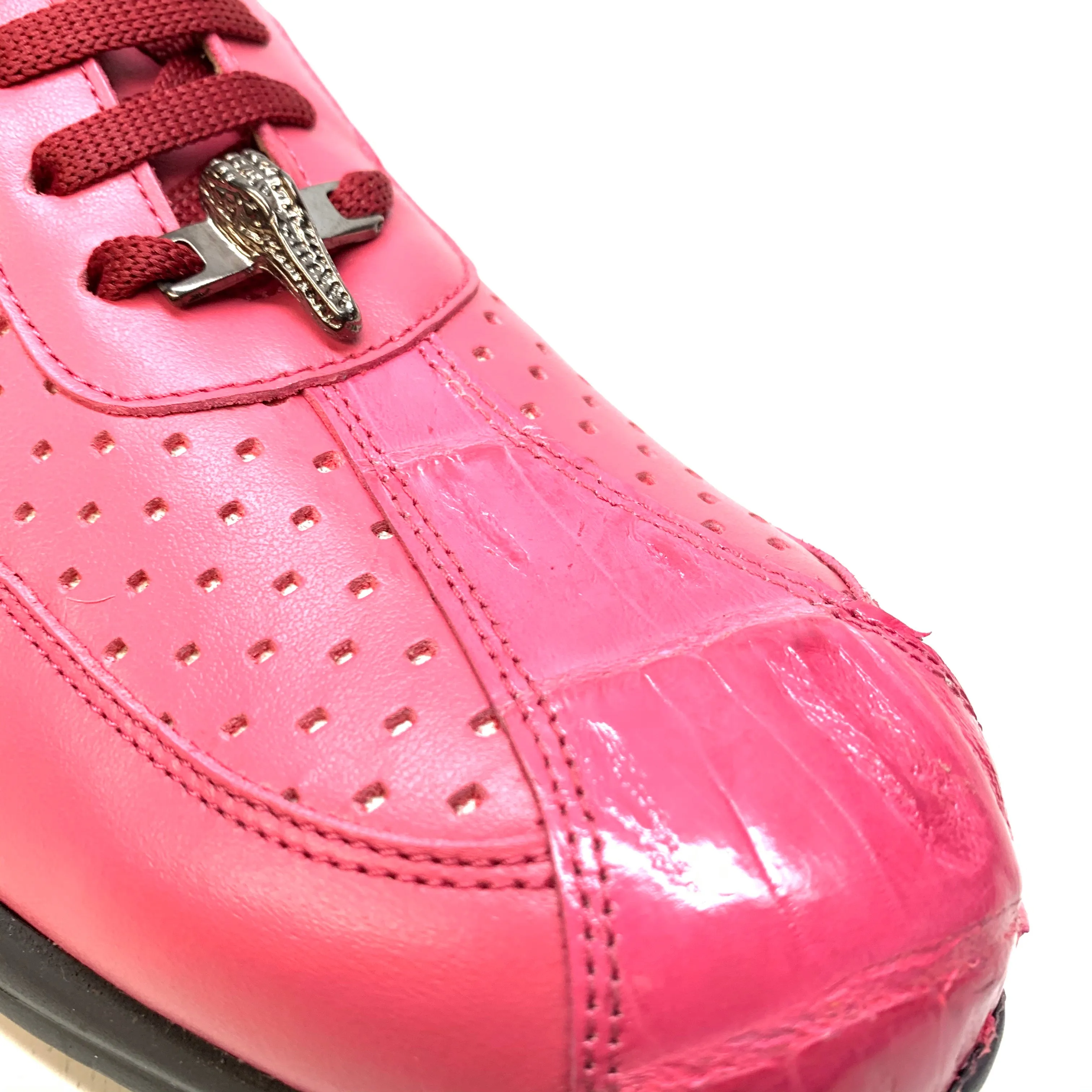 Mauri M770 Fuchsia Crocodile Perforated Nappa Leather Sneaker