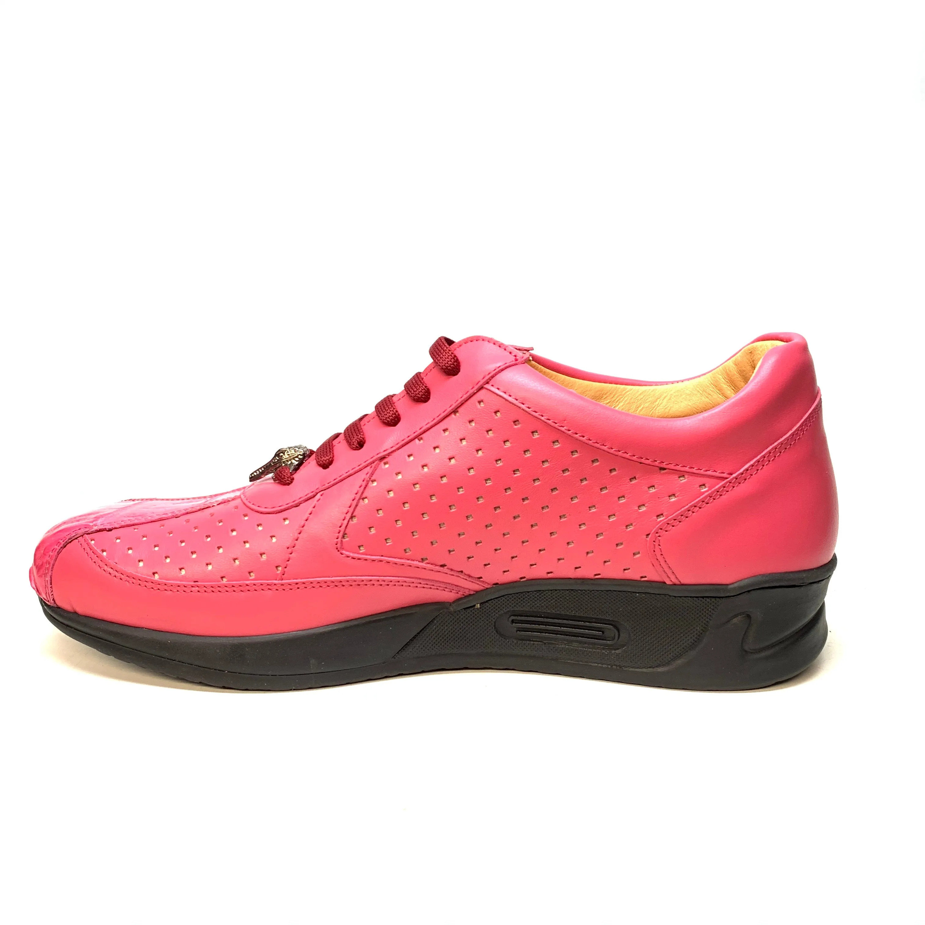 Mauri M770 Fuchsia Crocodile Perforated Nappa Leather Sneaker