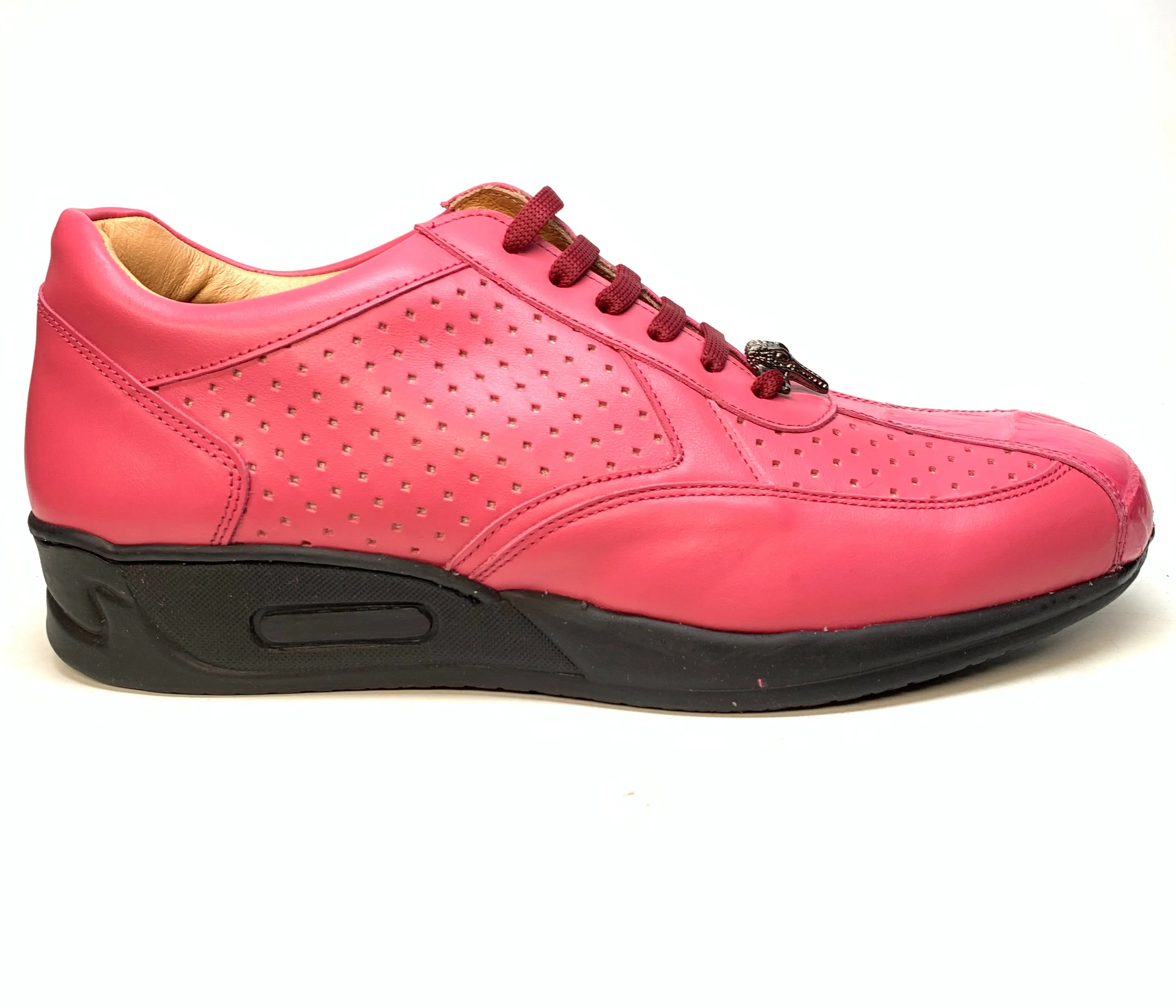 Mauri M770 Fuchsia Crocodile Perforated Nappa Leather Sneaker