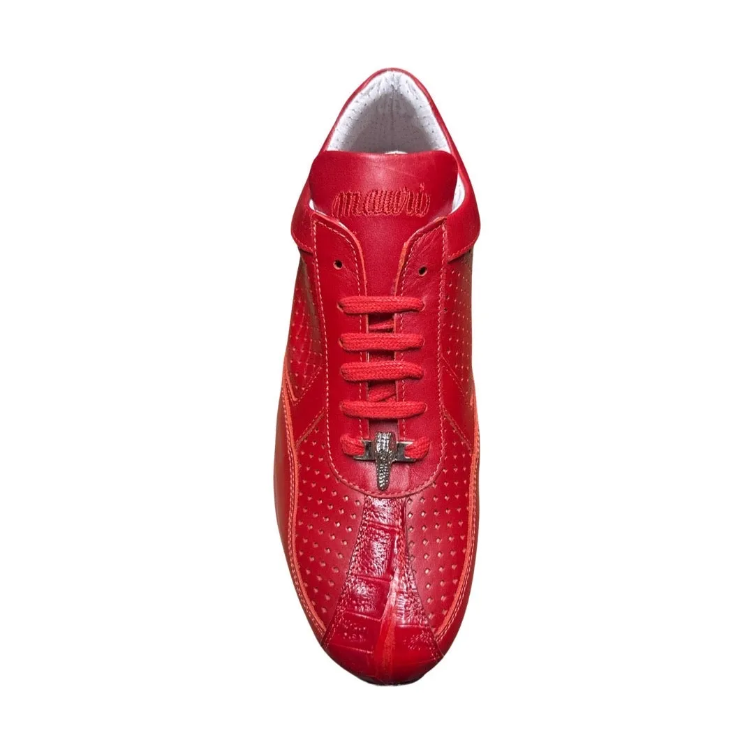 Mauri M770 Red/Black Sole Crocodile Perforated Nappa Leather Sneaker