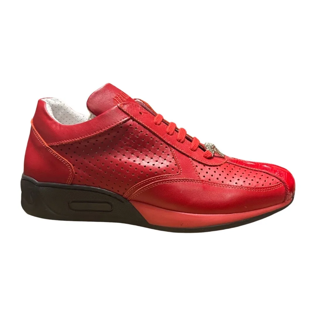 Mauri M770 Red/Black Sole Crocodile Perforated Nappa Leather Sneaker