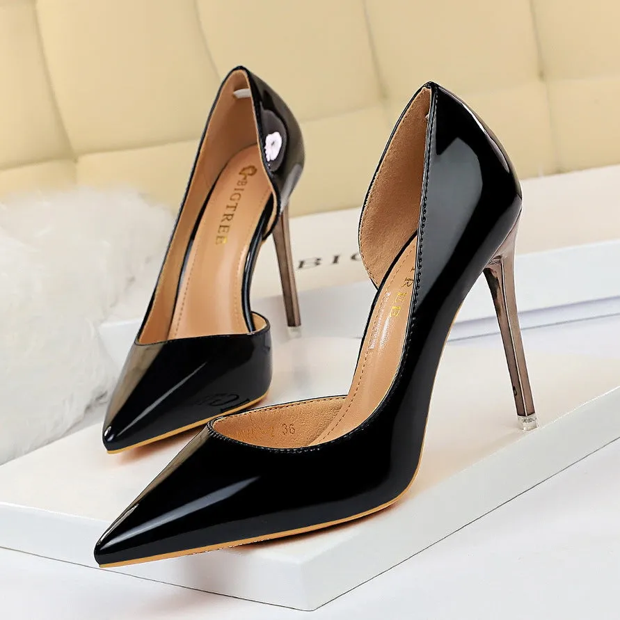 Metallic High Heel Pointed Toe Cutout Sexy Women's Shoes