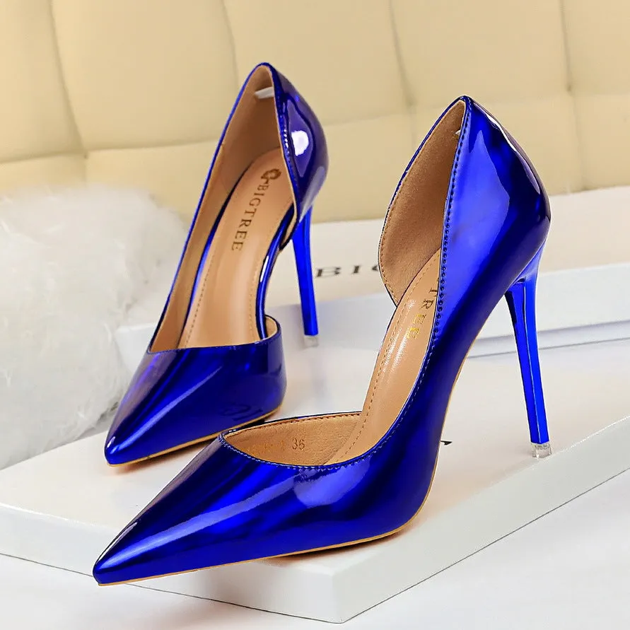 Metallic High Heel Pointed Toe Cutout Sexy Women's Shoes