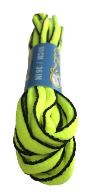 Neon Yellow and Black Oval Running Shoe Shoelaces - 6mm wide