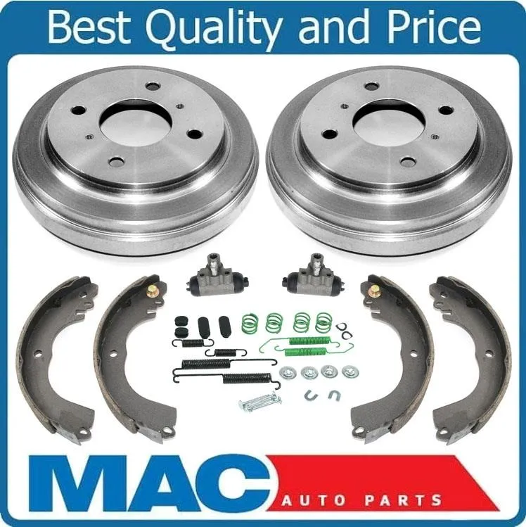 New Brake Drums Shoes Springs Cylinders 6pc for Nissan Versa 1.6 With ABS 09-11
