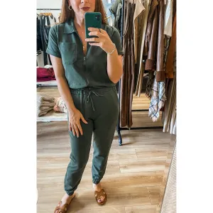 Olive Zip Up Jumpsuit