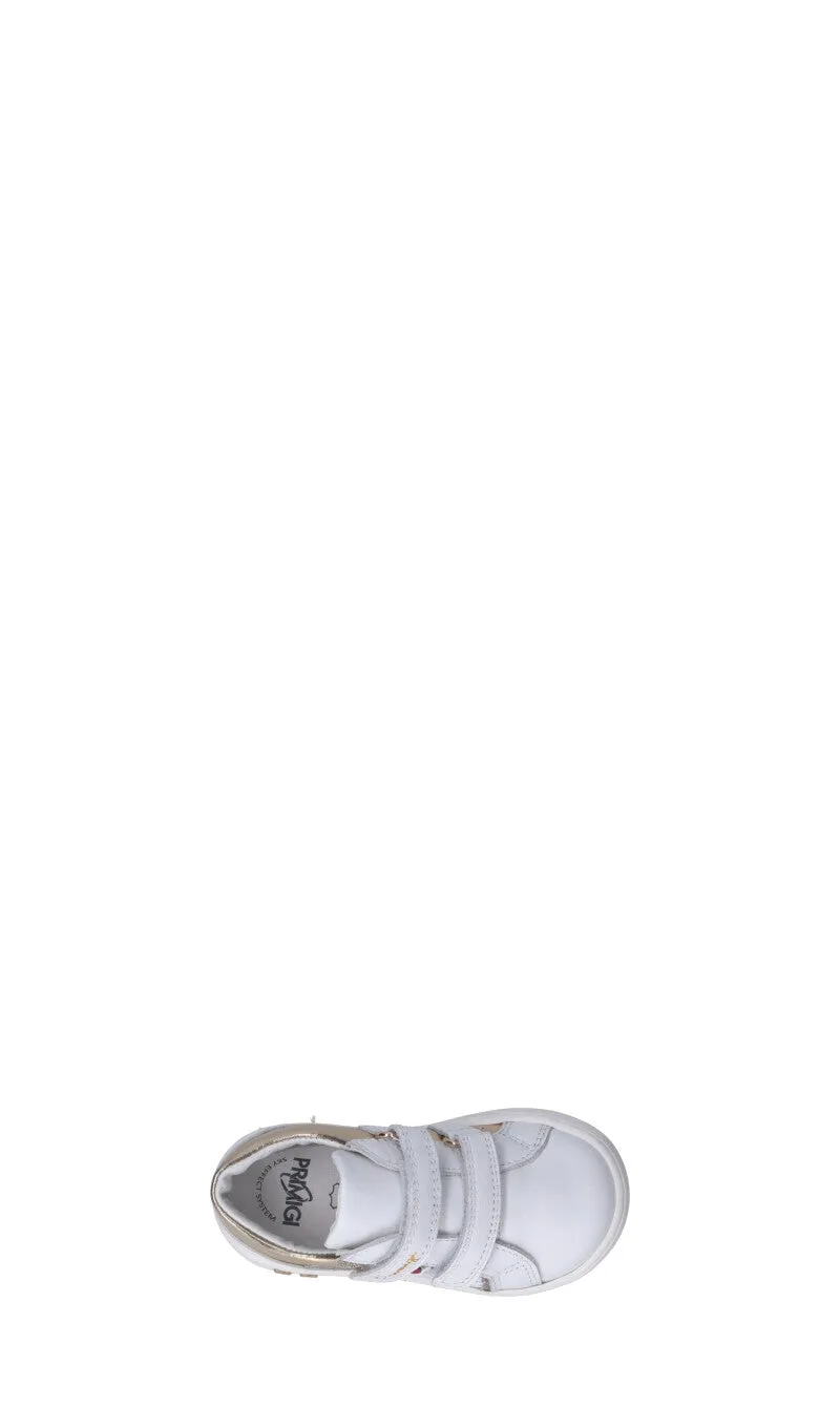 PRIMIGI Sneaker bimbo bianca/oro in pelle