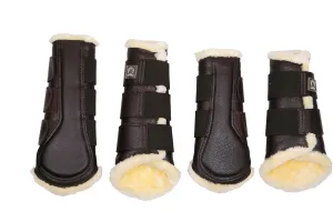 PU Leather Protection Boots (4 pcs) - Brown