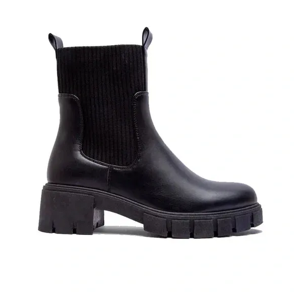 Renley Qupid Black PU Sock Boots