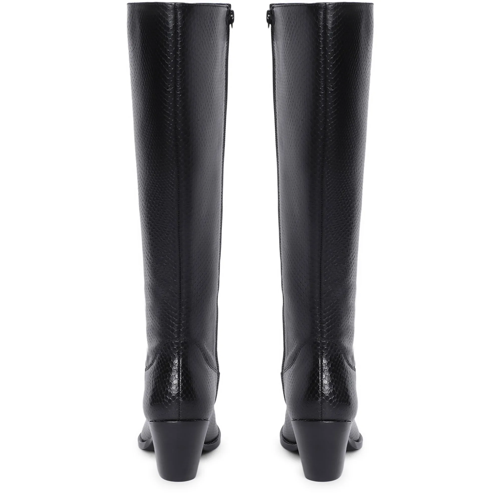 Saint Clochette Snake Embossed Black Leather Knee High Boots