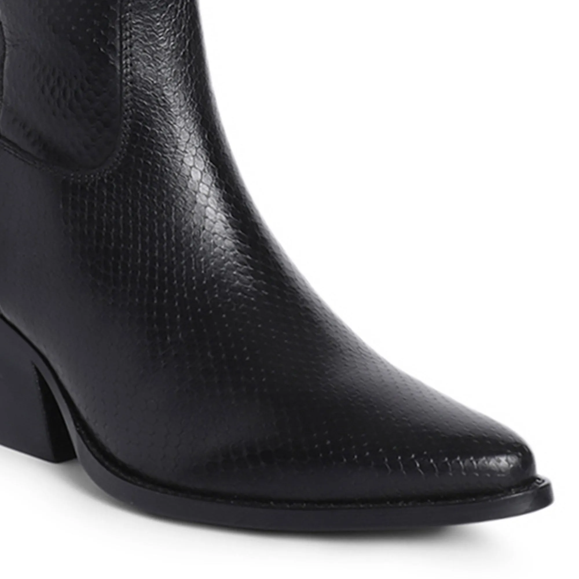 Saint Clochette Snake Embossed Black Leather Knee High Boots