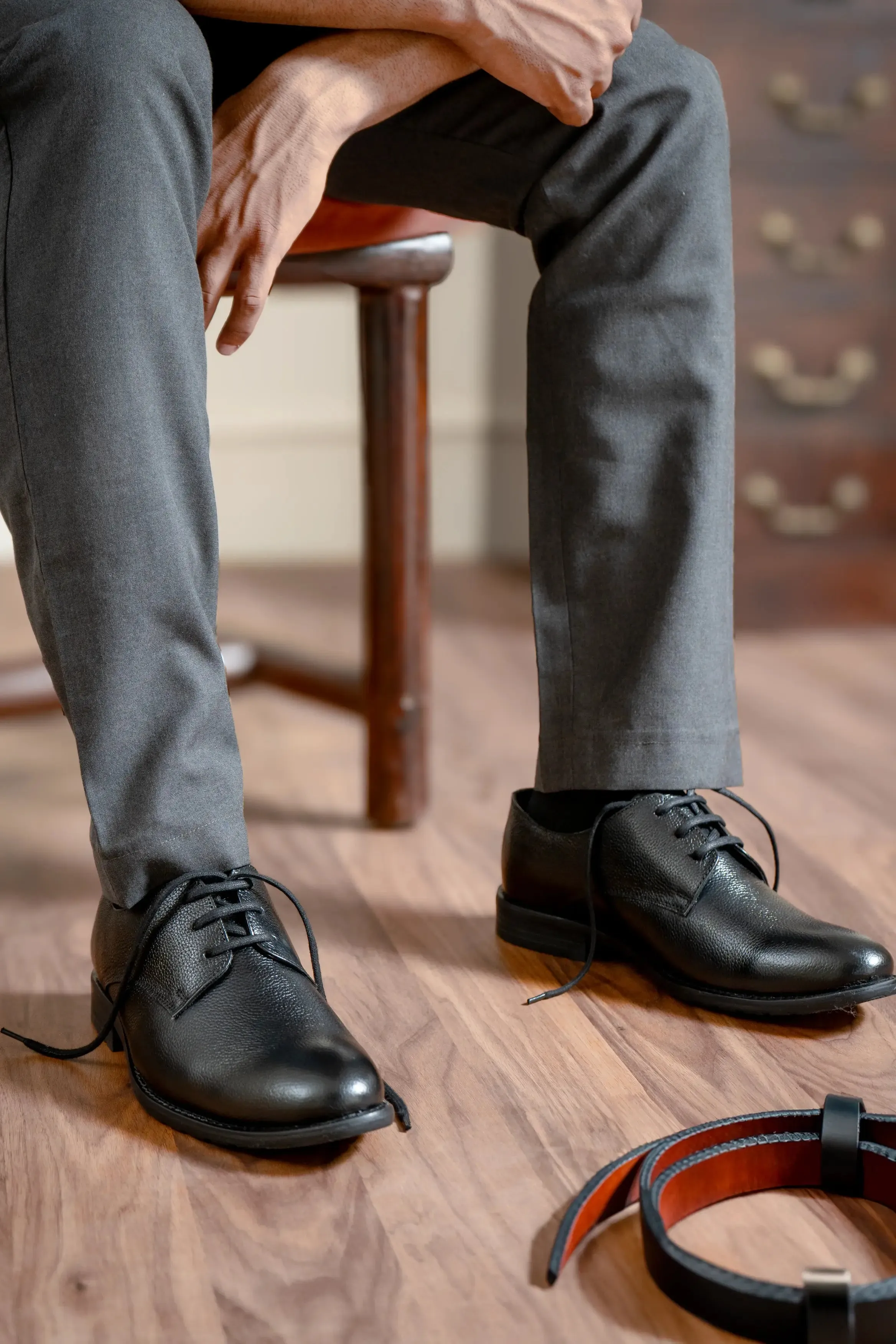 Seasoned Full Grain Leather Derby Lace Ups