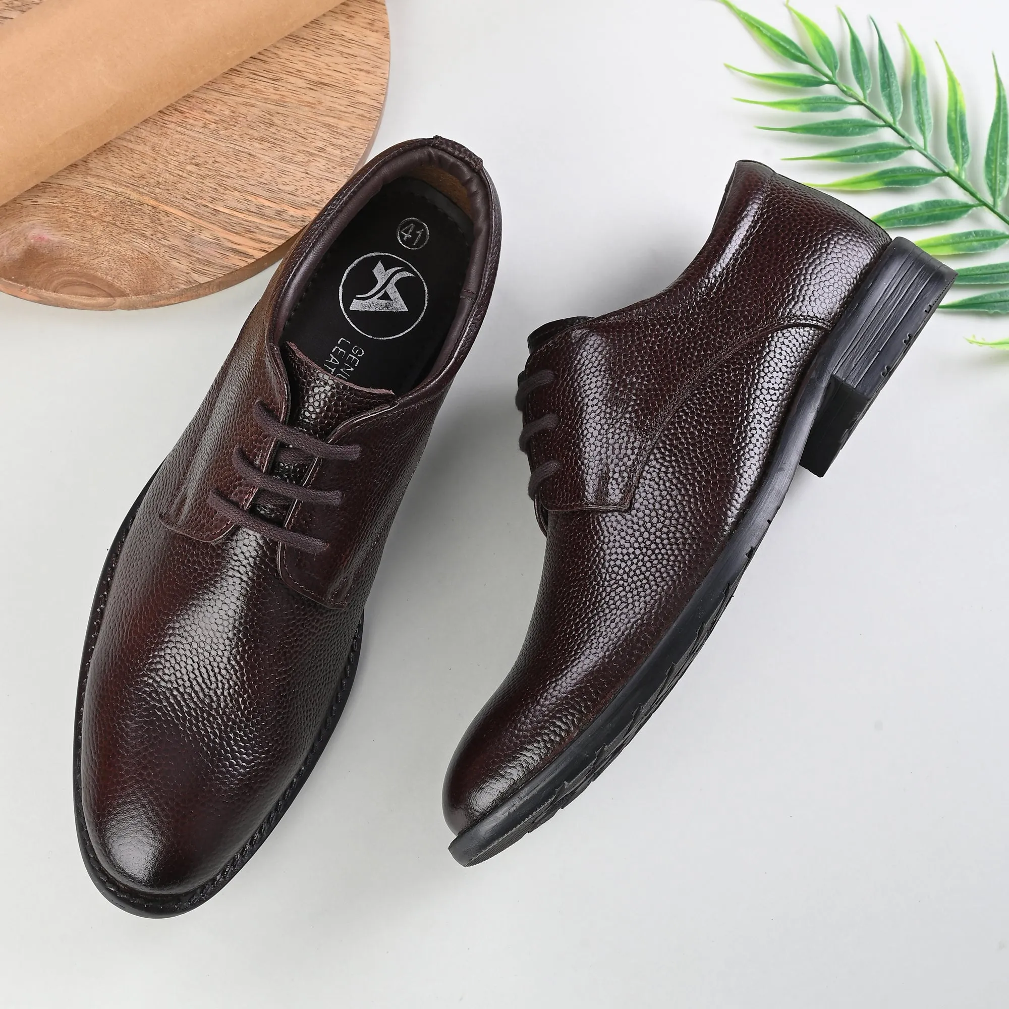 Seasoned Full Grain Leather Derby Lace Ups