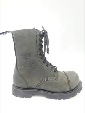 Sendra Stiefel 10 Loch "Fettleder" Schwarz Echtleder Stahkappe Made in Spain