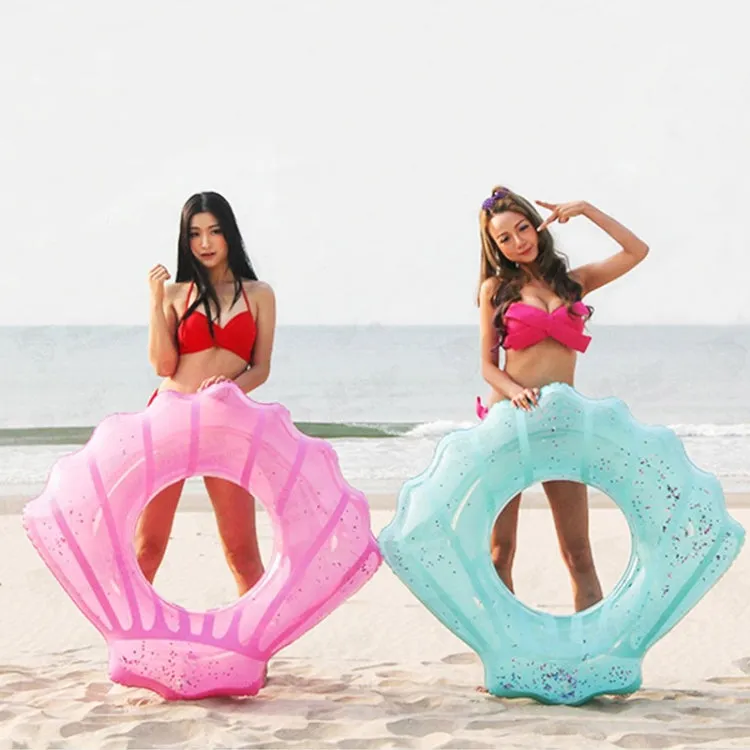 Shell Shape Inflatable Swimming Ring Lifesaving Ring Axillary Ring, Size: L,100x110cm (Pink)