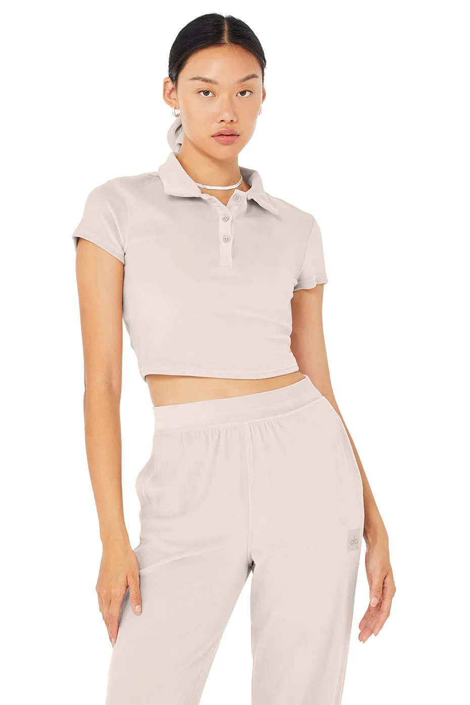 Velour Choice Polo - Dusty Pink