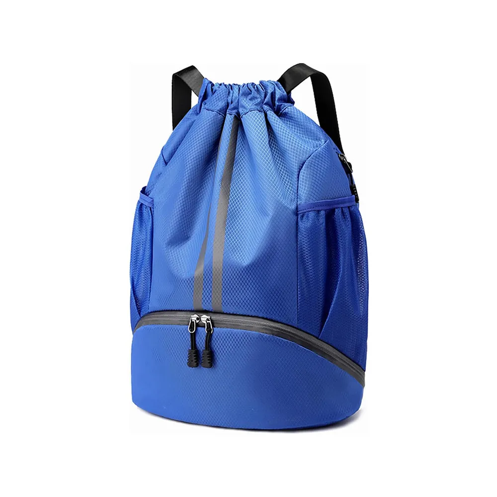 Water Resistant Drawstring Backpack Sports Gym Sackpack with Shoe Compartment Royal Blue