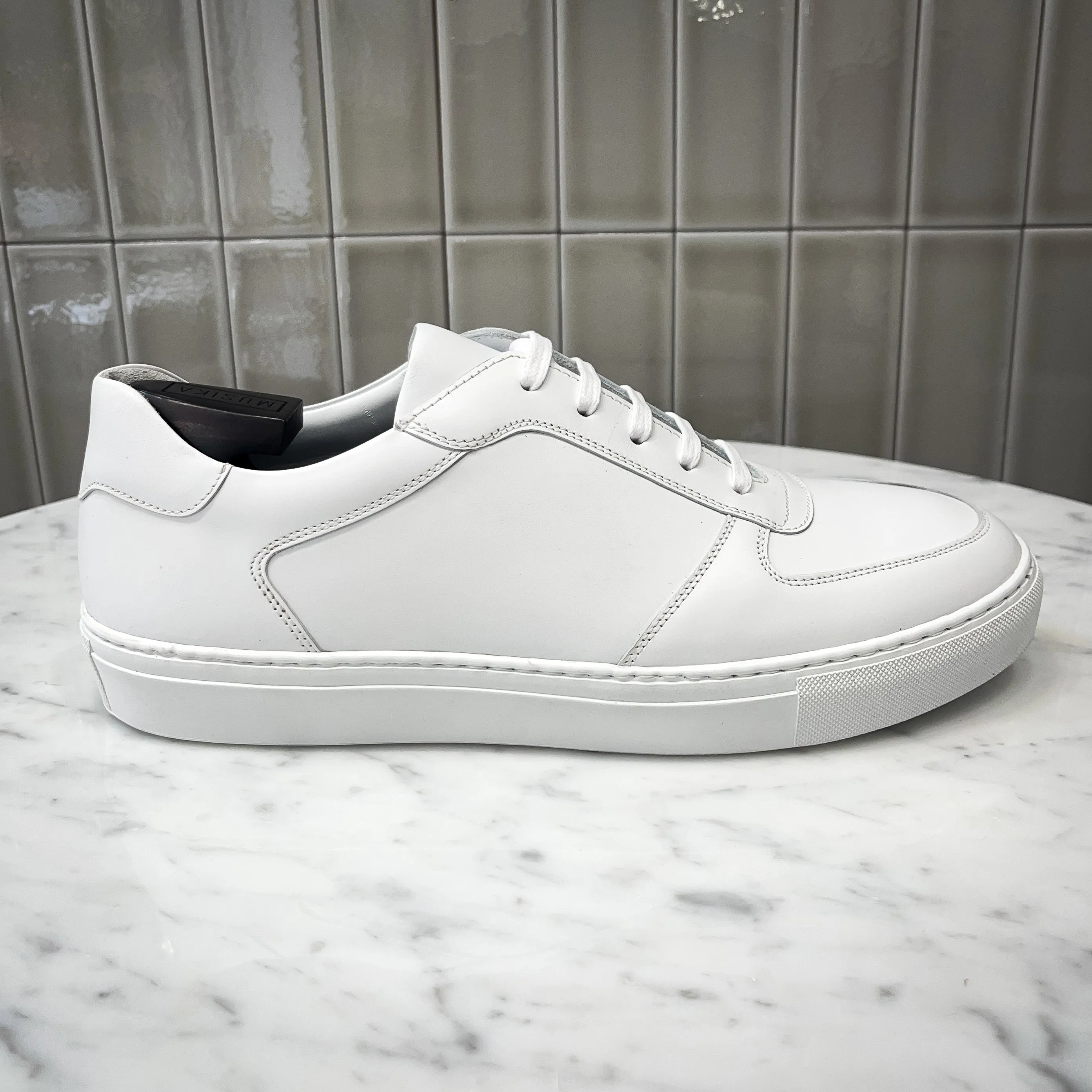 White Box Calf Leather Tennis Sneaker
