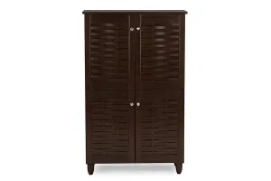 Winda 4-Door Dark Brown Wooden Entryway Shoes Storage Cabinet