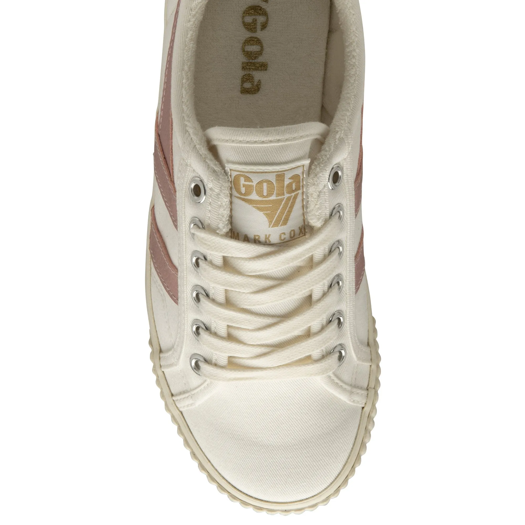 Witte sneaker met roze streep | Gola tennis mark cox canvas lace-up trainer off white/chalk pink