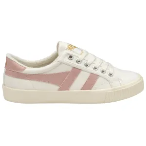 Witte sneaker met roze streep | Gola tennis mark cox canvas lace-up trainer off white/chalk pink